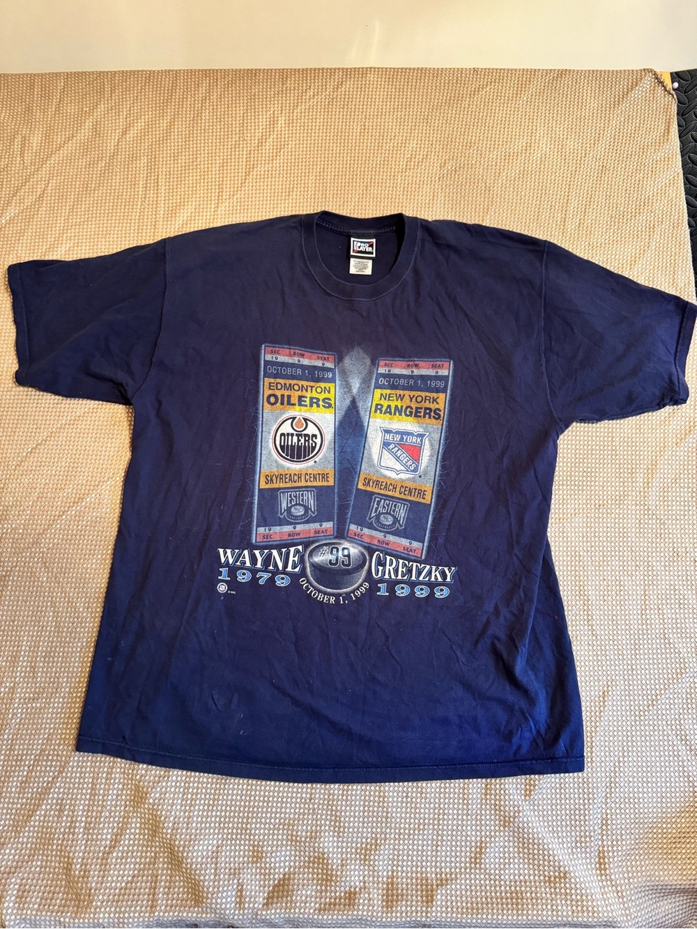 Vintage 1999 Wayne Gretzky Pro Player T-Shirt Edmonton Oilers NY Rangers XXL